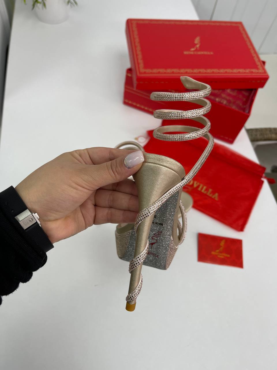 Босоножки дизайнерские Rene Caovilla BP-30399 Босоножки дизайнерские Rene Caovilla BP-30399