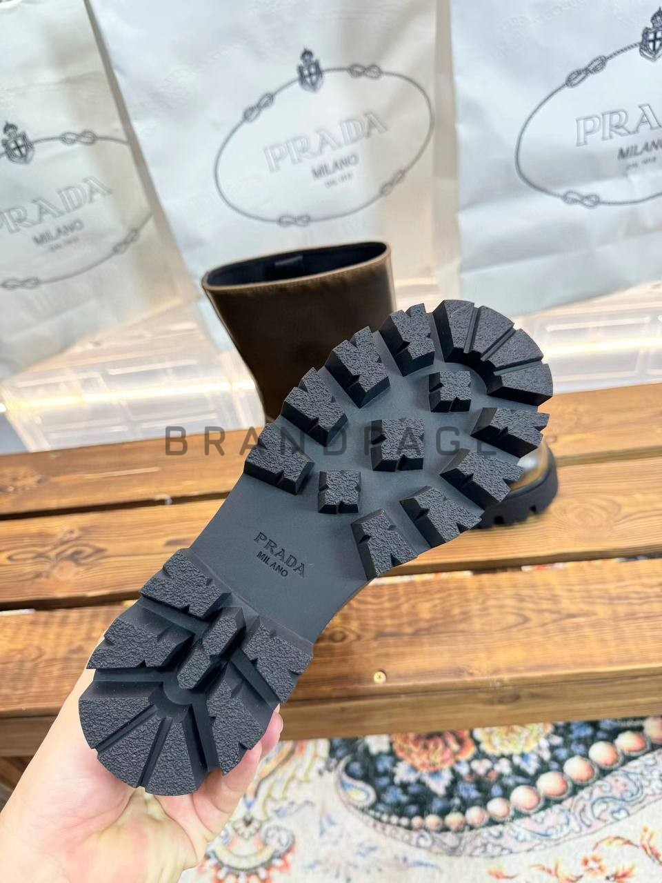 Женские ботинки кожаные Prada BPLUX12544 Женские ботинки кожаные Prada BPLUX12544