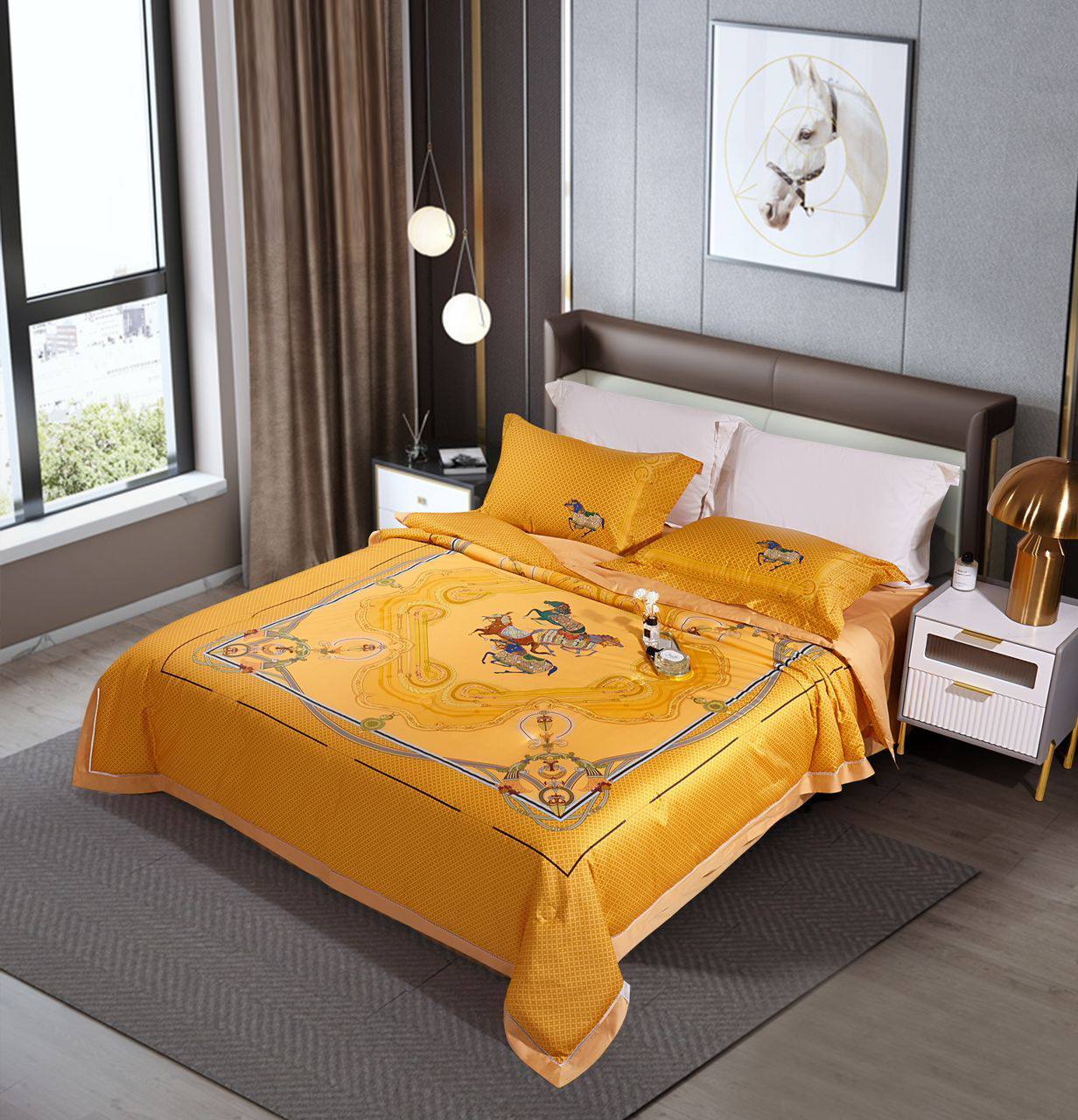 Роскошный комплект постельного белья Hermes BP-19350 Роскошный комплект постельного белья Hermes BP-19350