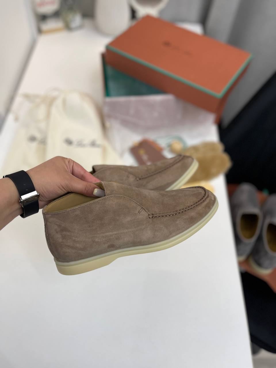 Ботинки женские коричневые лимитированные Loro Piana BP-39531 Ботинки женские коричневые лимитированные Loro Piana BP-39531