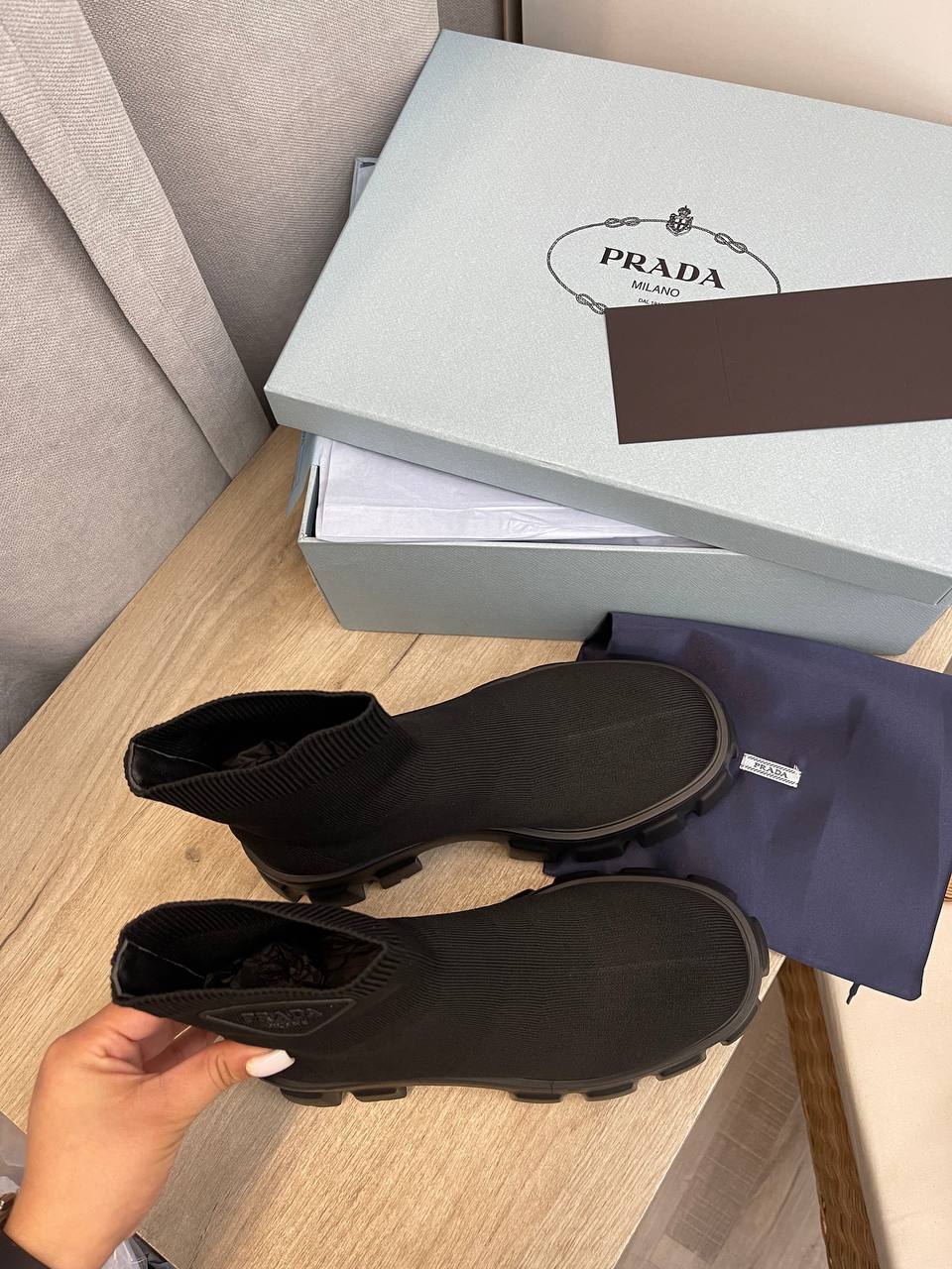 Ботинки черные премиальные Prada BP-39819 Ботинки черные премиальные Prada BP-39819