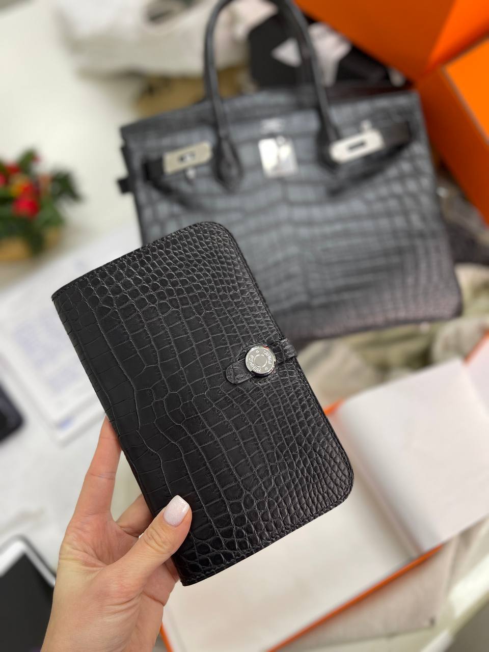 Элитный кошелек Crocodile Porosus matte^ Hermes BP-25779 Элитный кошелек Crocodile Porosus matte^ Hermes BP-25779