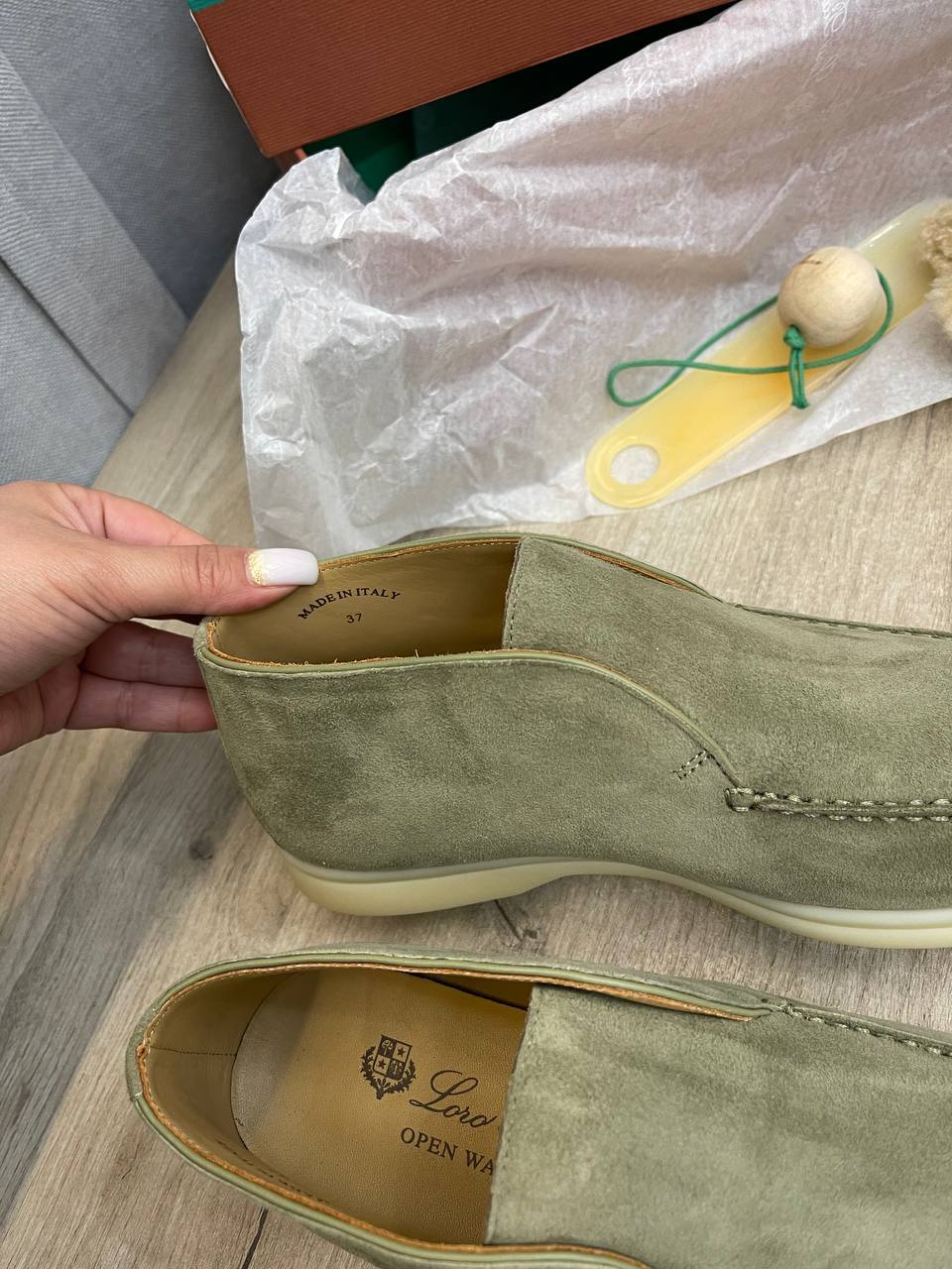 Ботинки женские оливковые лимитированные Loro Piana BP-40037 Ботинки женские оливковые лимитированные Loro Piana BP-40037