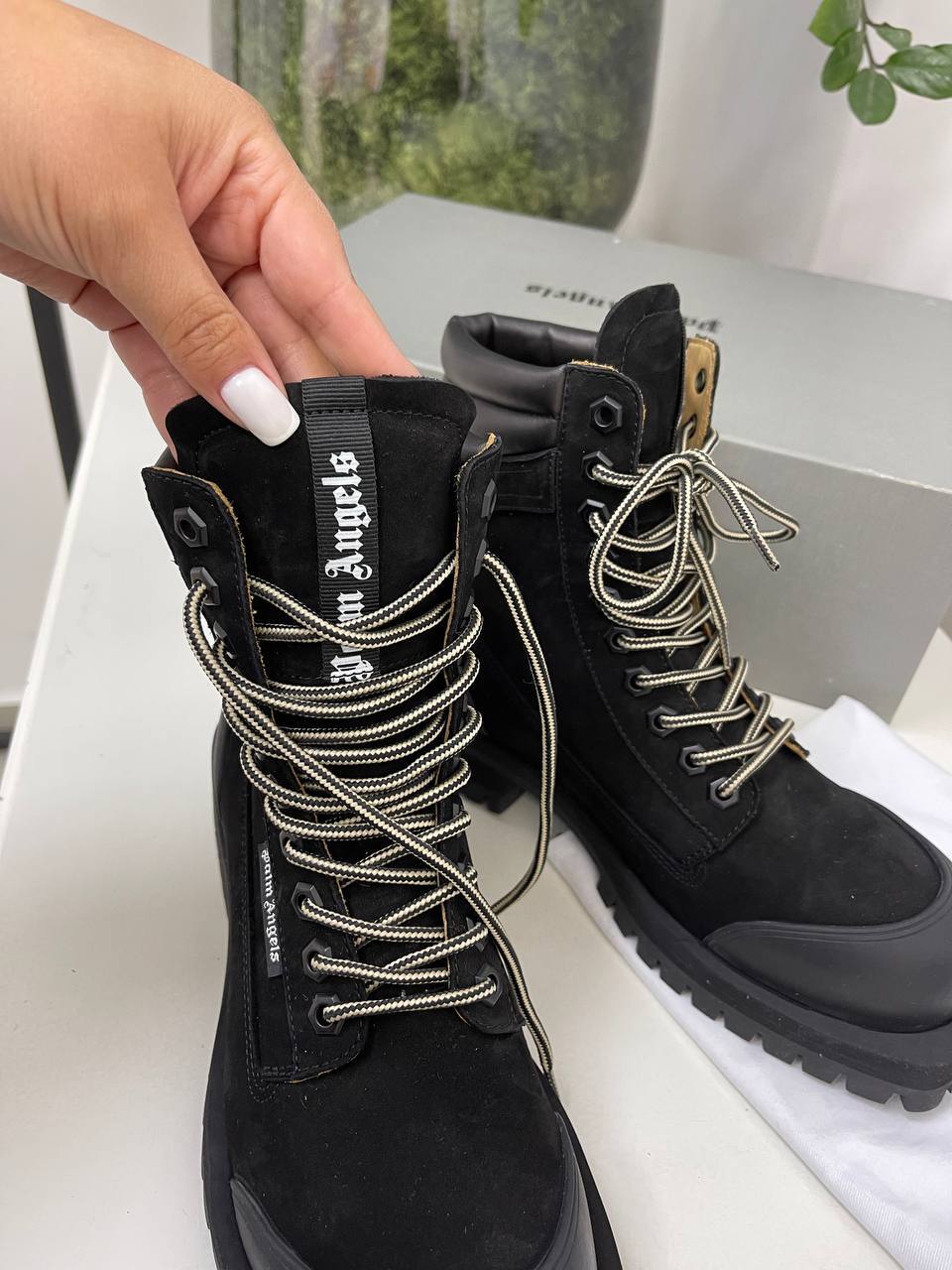 Ботинки черные Palm Angels премиум BP-19183 Ботинки черные Palm Angels премиум BP-19183