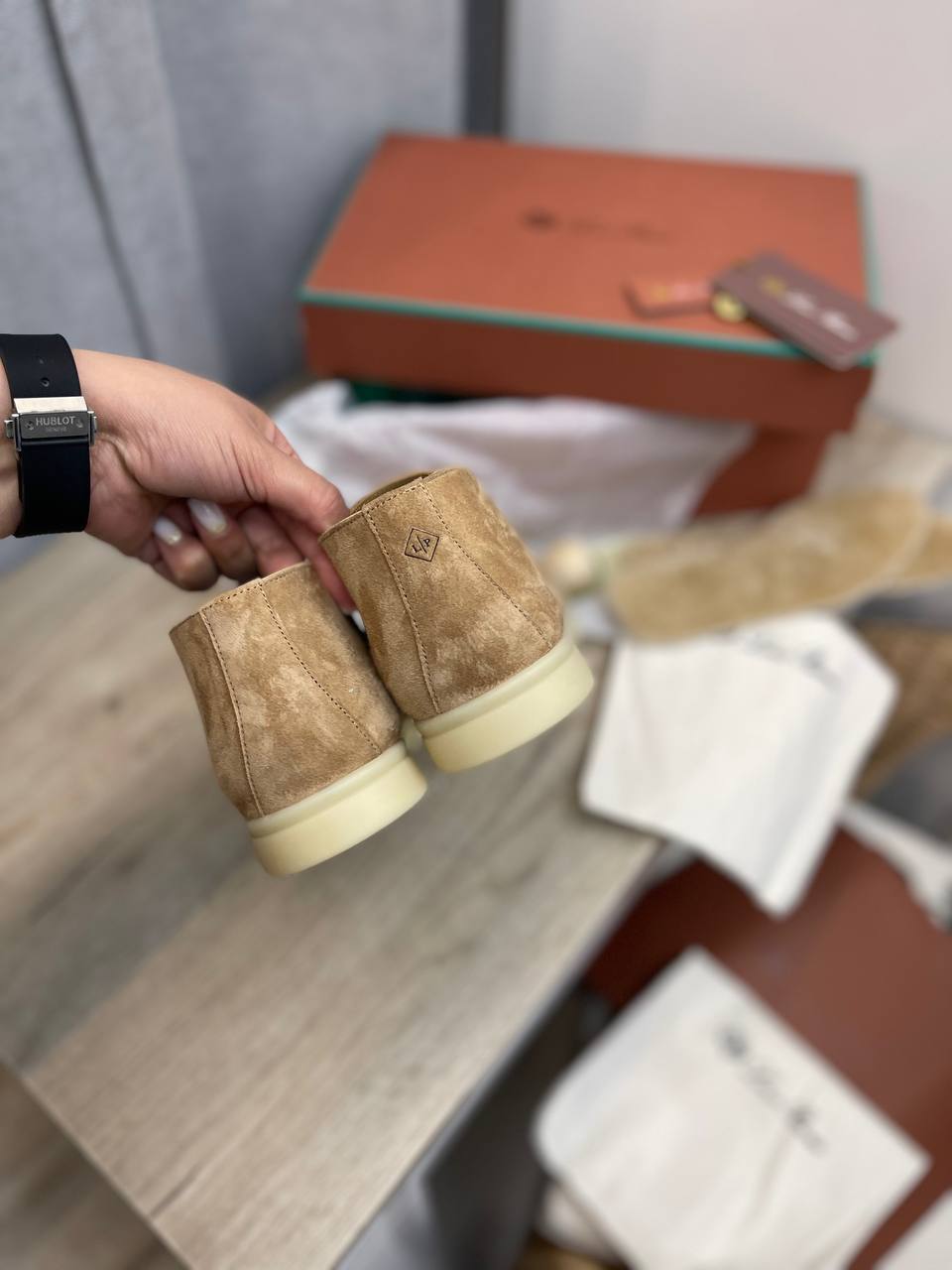 Ботинки женские светло-коричневые премиум Loro Piana BP-40036 Ботинки женские светло-коричневые премиум Loro Piana BP-40036