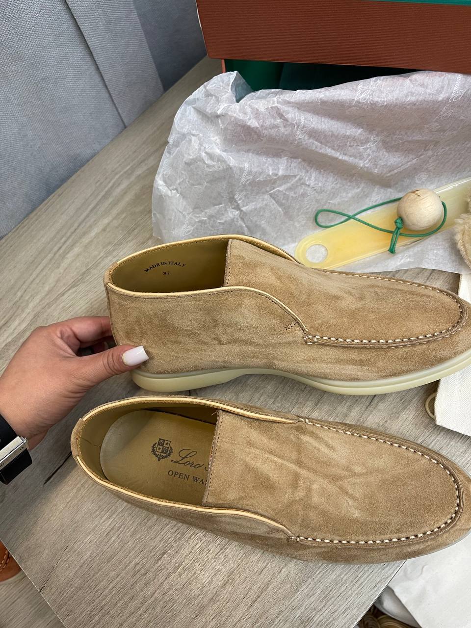 Ботинки женские светло-коричневые премиум Loro Piana BP-40036 Ботинки женские светло-коричневые премиум Loro Piana BP-40036