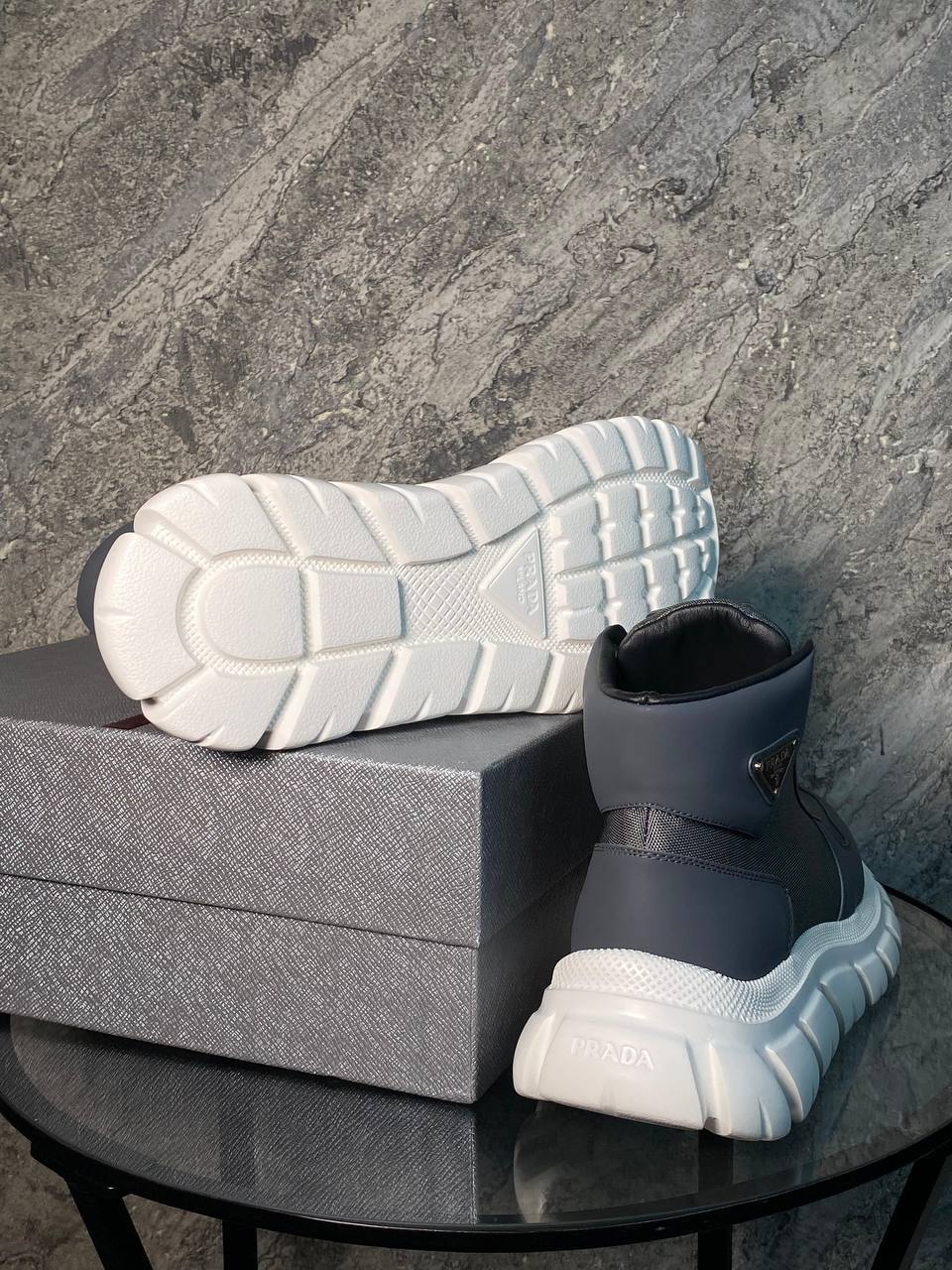 Ботинки серые премиальные Prada BP-44649 Ботинки серые премиальные Prada BP-44649