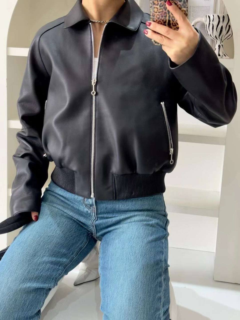 Кожаный бомбер Hermes премиум BP-49326 Кожаный бомбер Hermes премиум BP-49326