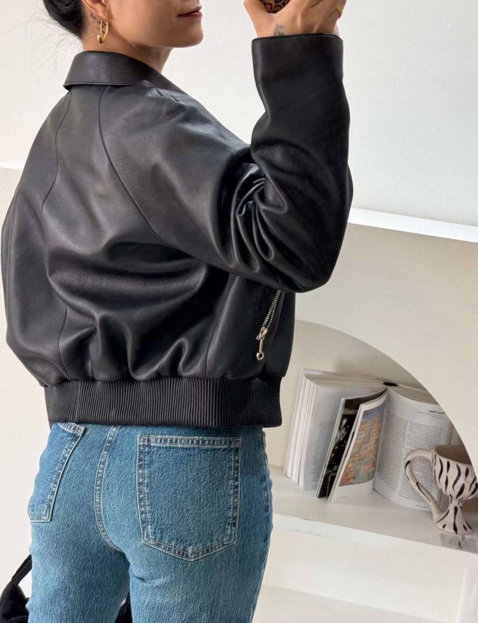 Кожаный бомбер Hermes премиум BP-49326 Кожаный бомбер Hermes премиум BP-49326