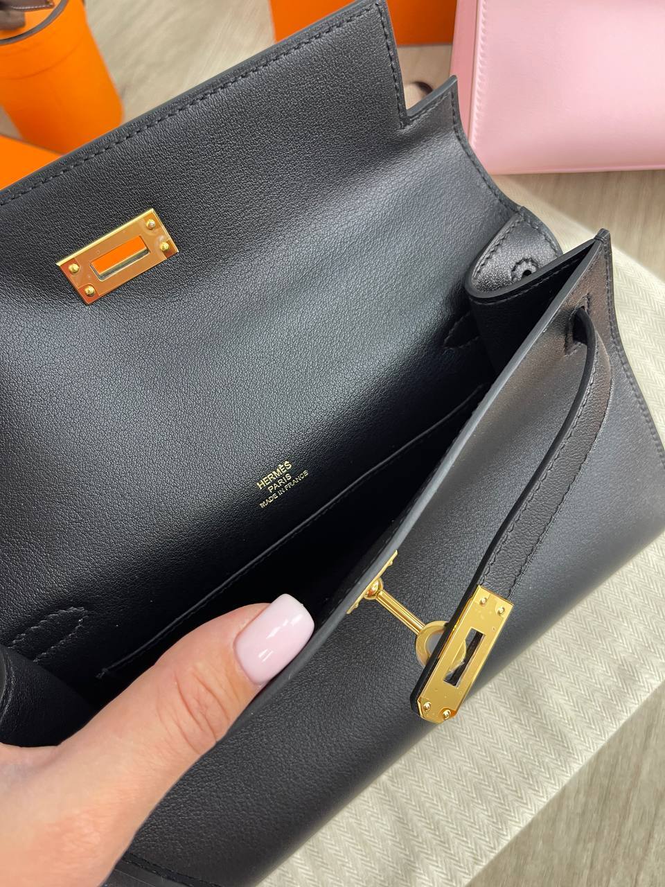 Коллекционная сумка Kelly Pochette Swift женская Hermes BP-18886 Коллекционная сумка Kelly Pochette Swift женская Hermes BP-18886