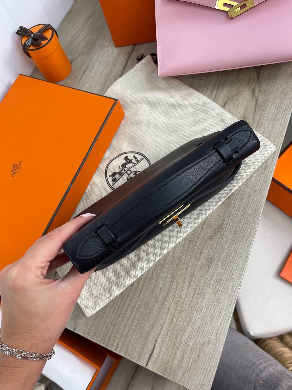 Коллекционная сумка Kelly Pochette Swift женская Hermes BP-18886 Коллекционная сумка Kelly Pochette Swift женская Hermes BP-18886