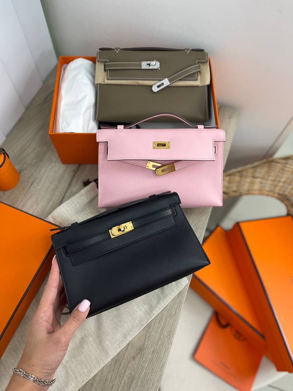 Коллекционная сумка Kelly Pochette Swift женская Hermes BP-18886 Коллекционная сумка Kelly Pochette Swift женская Hermes BP-18886