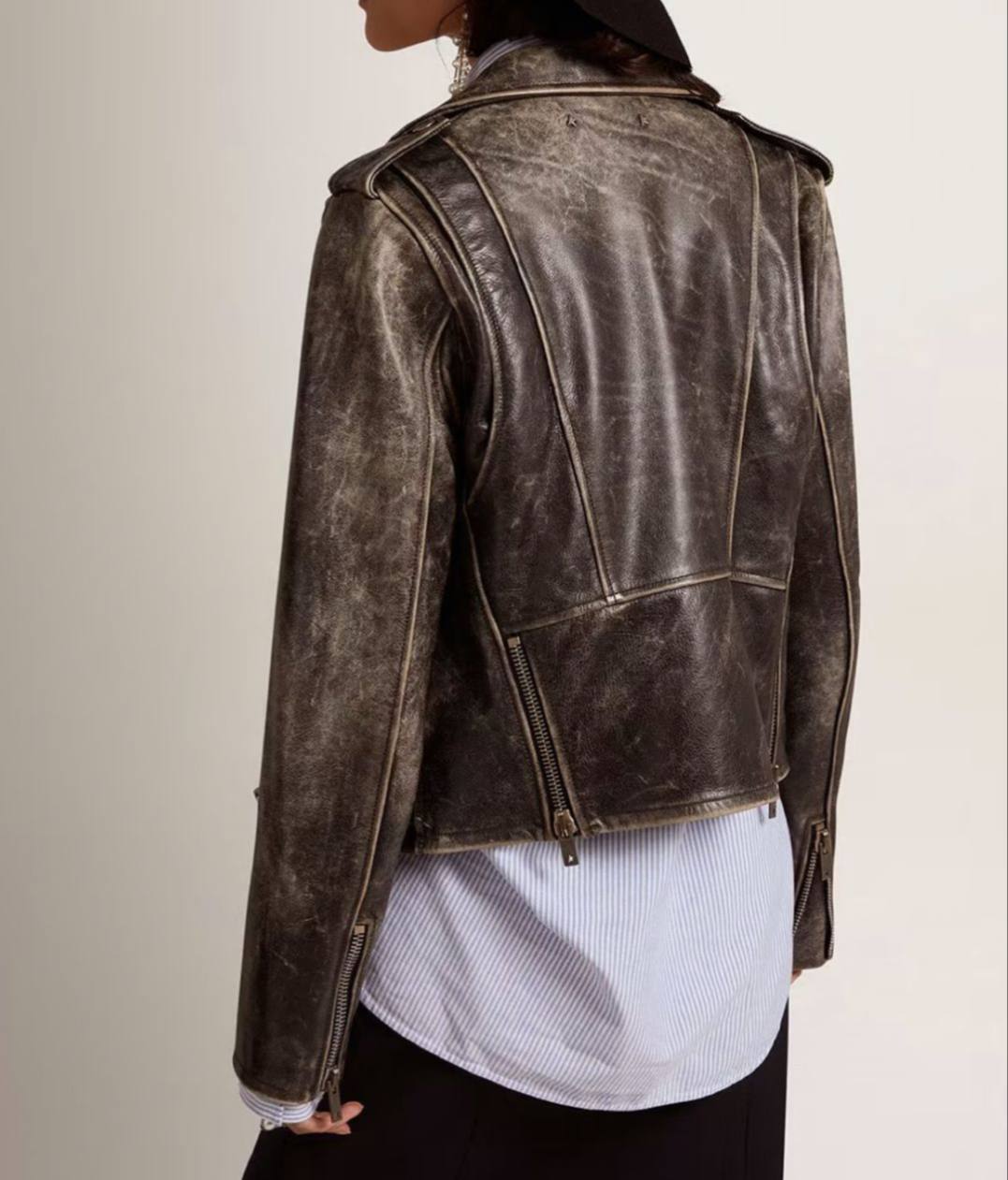 Кожаная куртка Golden Goose премиум BP-48263 Кожаная куртка Golden Goose премиум BP-48263