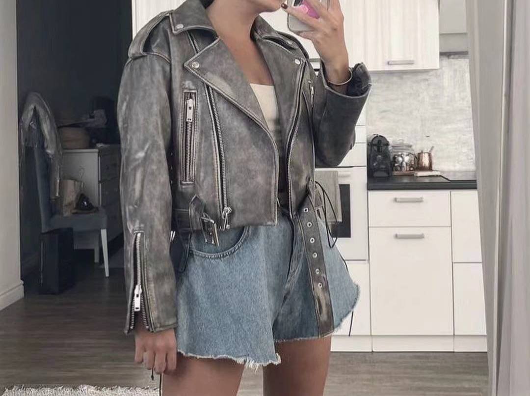 Кожаная куртка Jil Sander трендовая BP-41224 Кожаная куртка Jil Sander трендовая BP-41224