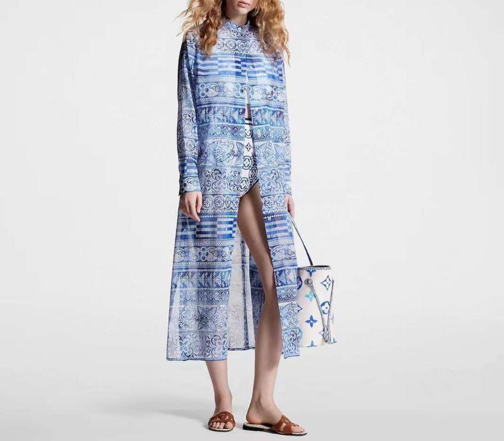 Louis Vuitton BP-37802 платье-рубашка макси с принтом Monogram Tiles Louis Vuitton BP-37802 платье-рубашка макси с принтом Monogram Tiles