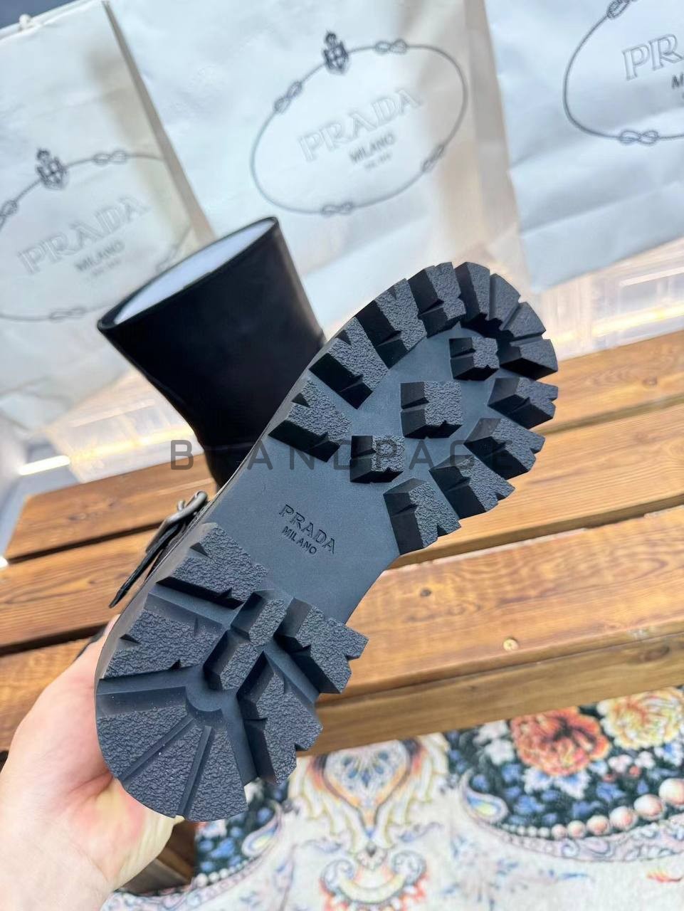 Женские ботинки кожаные Prada BPLUX12458 Женские ботинки кожаные Prada BPLUX12458