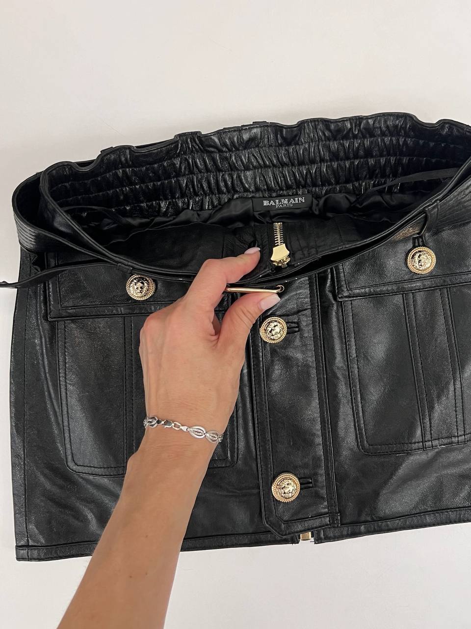 Кожаная коллекционная юбка Balmain BP-53074 Кожаная коллекционная юбка Balmain BP-53074