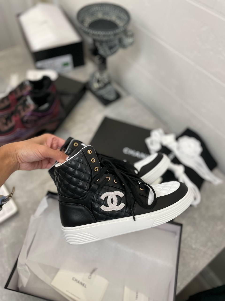 Премиальные высокие кеды Chanel BP-40239 Премиальные высокие кеды Chanel BP-40239