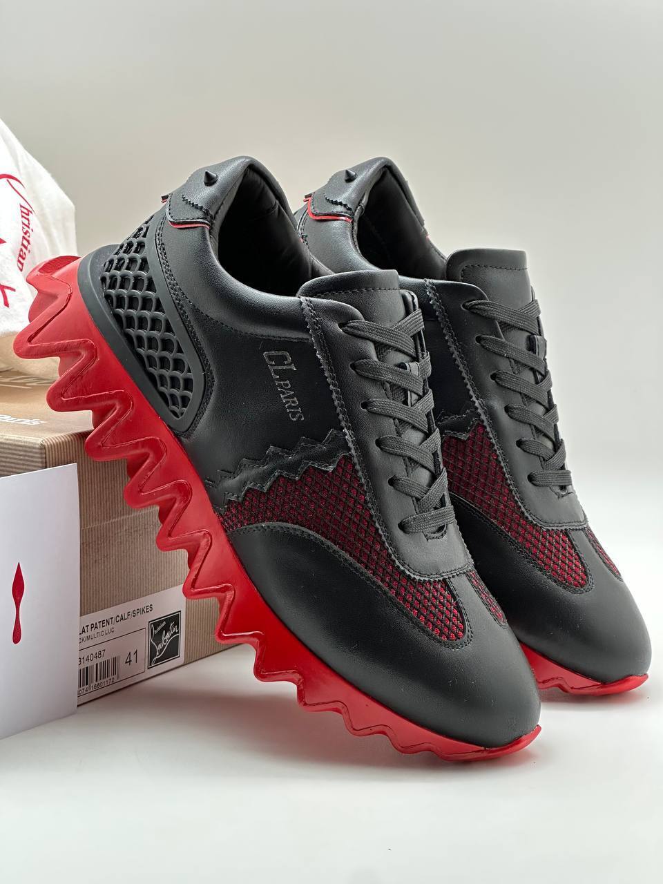 Christian Louboutin кроссовки черно-красные лимитированные BP-31717 Christian Louboutin кроссовки черно-красные лимитированные BP-31717