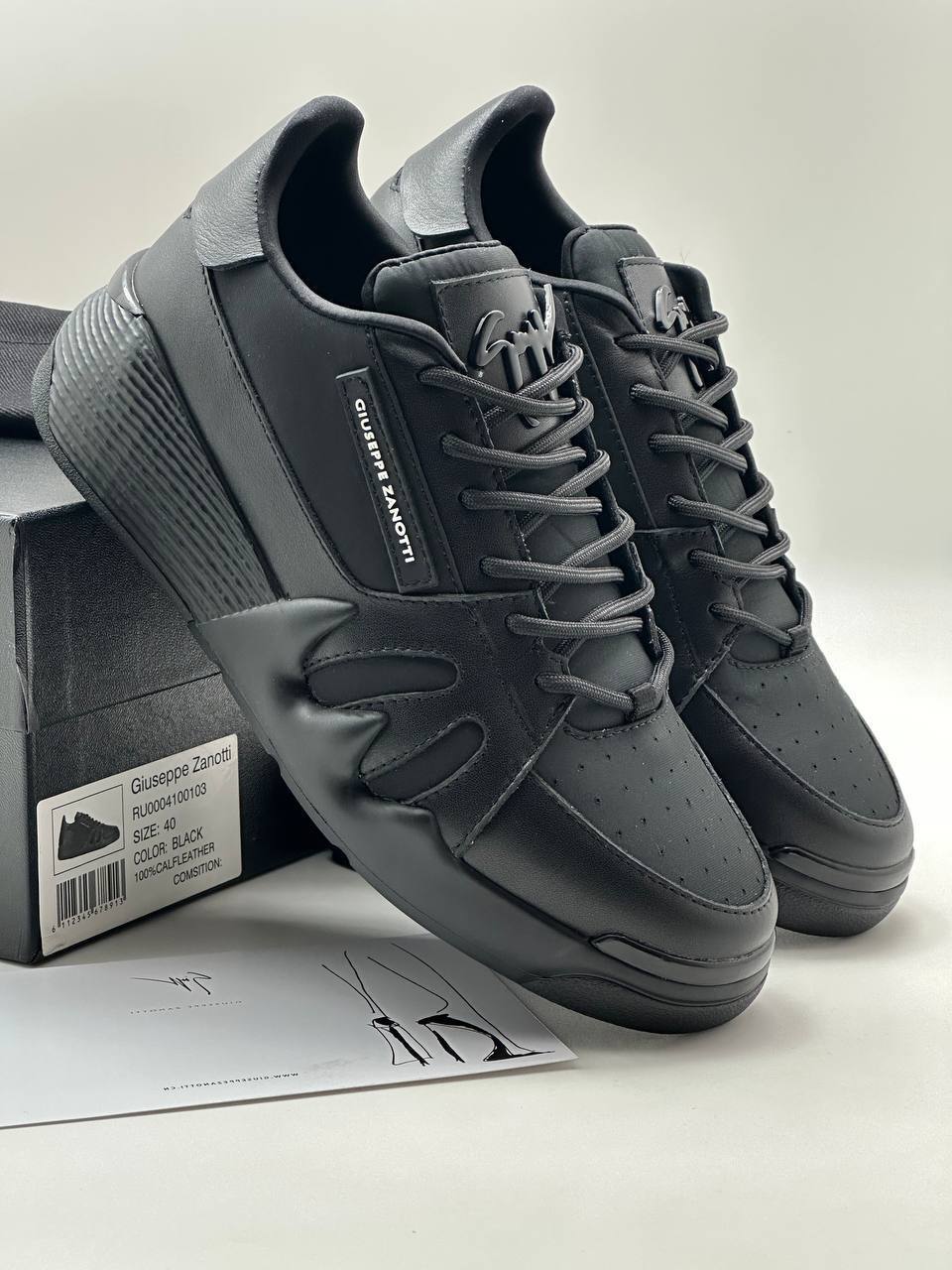 Черные кожаные кроссовки Giuseppe Zanotti BP-35053 Черные кожаные кроссовки Giuseppe Zanotti BP-35053