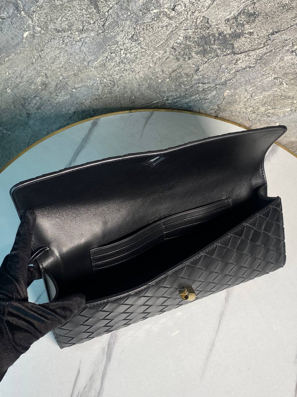 Элитный кожаный клатч черный Bottega Veneta BP-537182 Элитный кожаный клатч черный Bottega Veneta BP-537182