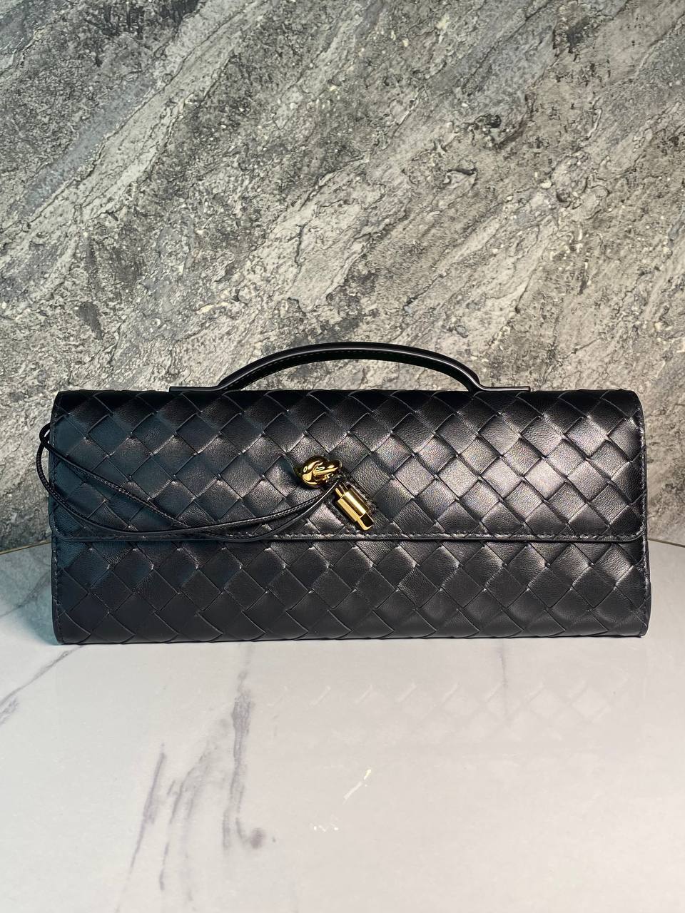 Элитный кожаный клатч черный Bottega Veneta BP-537182 Элитный кожаный клатч черный Bottega Veneta BP-537182
