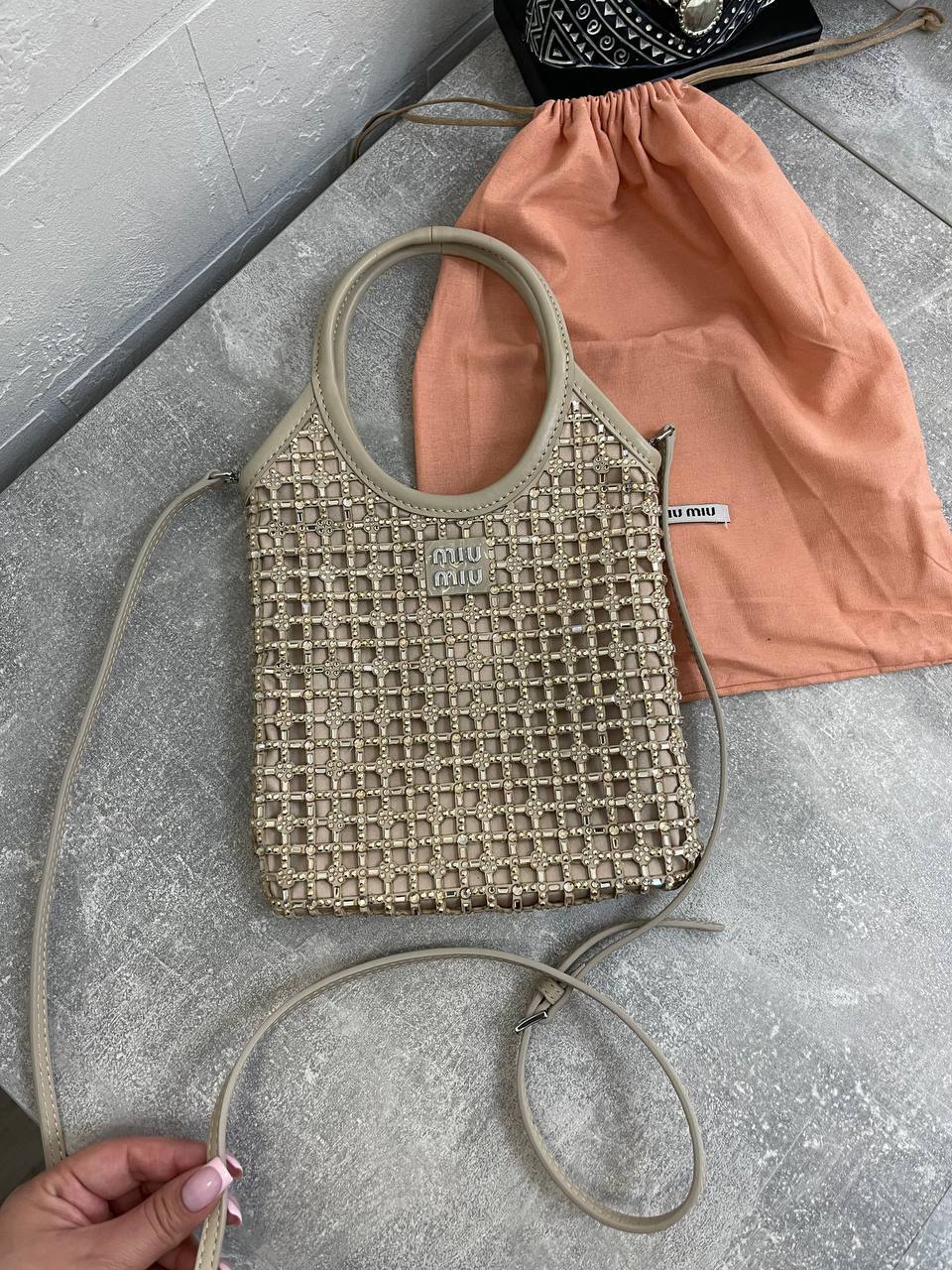 Сумка каменно-серая женская элитная Miu Miu BP-49025 Сумка каменно-серая женская элитная Miu Miu BP-49025