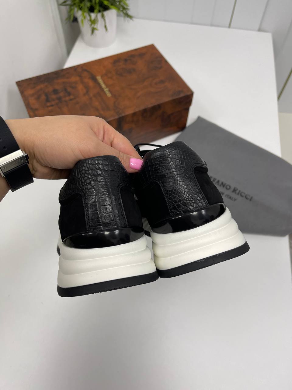 Черные мужские кроссовки Stefano Ricci BP-25193 Черные мужские кроссовки Stefano Ricci BP-25193