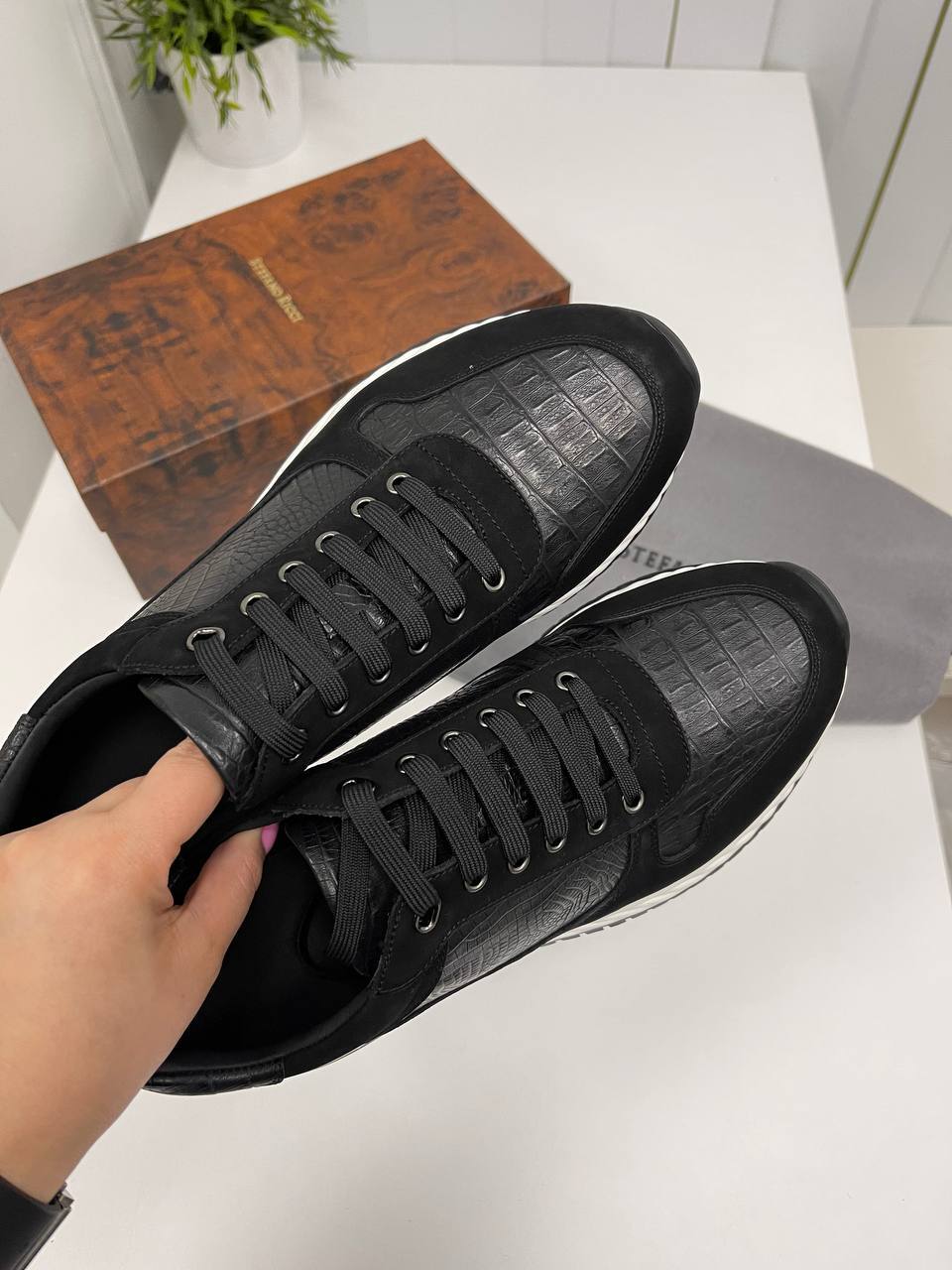 Черные мужские кроссовки Stefano Ricci BP-25193 Черные мужские кроссовки Stefano Ricci BP-25193