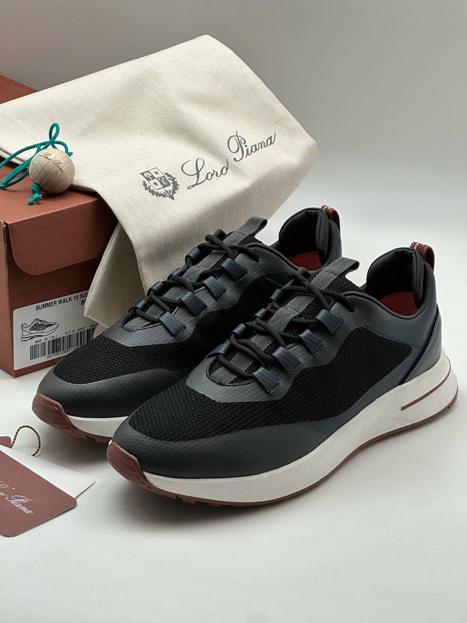 Кроссовки Loro Piana черно-коричневые BP-47116 Кроссовки Loro Piana черно-коричневые BP-47116