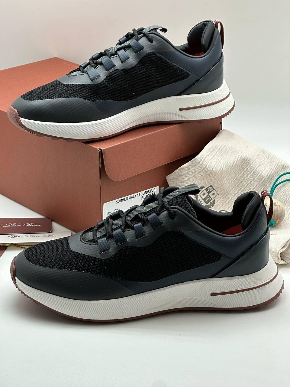 Кроссовки Loro Piana черно-коричневые BP-47116 Кроссовки Loro Piana черно-коричневые BP-47116