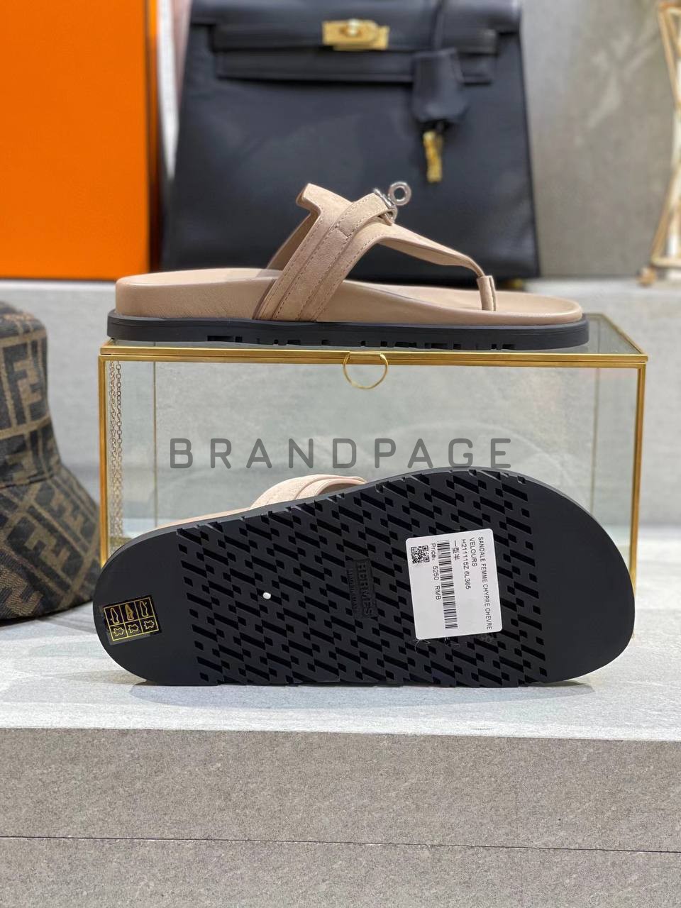 Женские шлепанцы из кожи Hermes BPLUX12476 Женские шлепанцы из кожи Hermes BPLUX12476