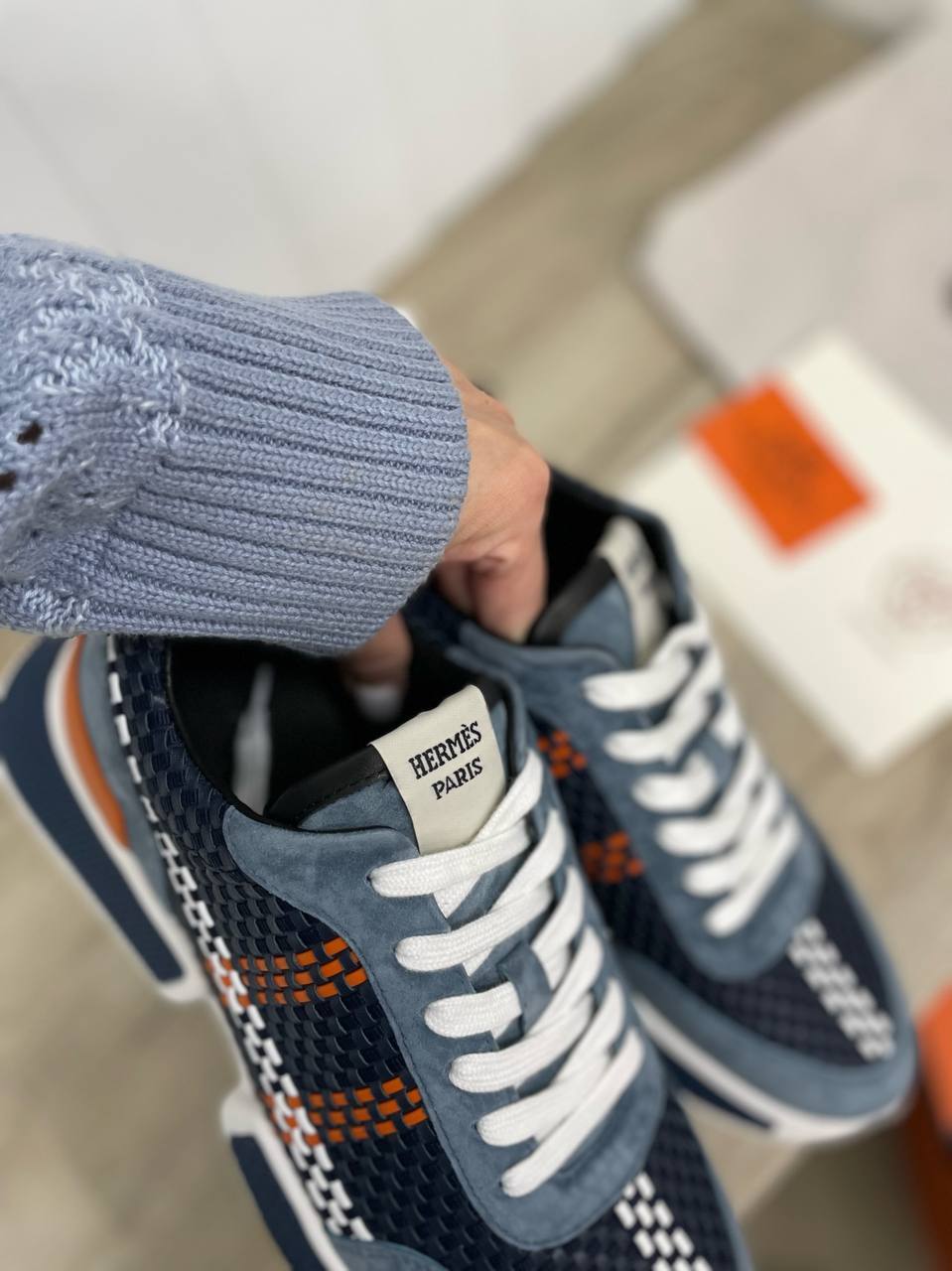 Мужские стильные кроссовки Hermes BP-30519 Мужские стильные кроссовки Hermes BP-30519