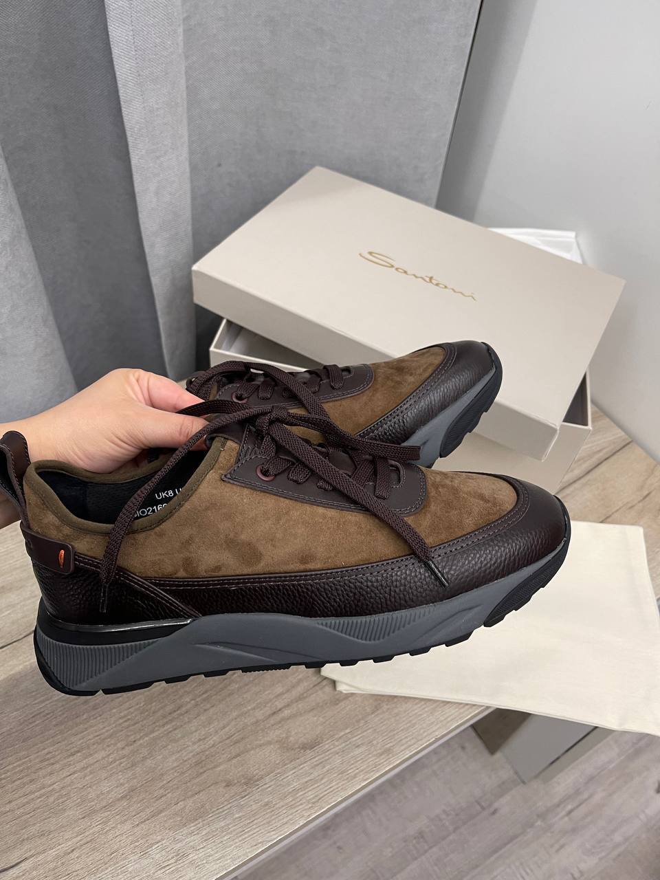 Коричневые кроссовки от Santoni BP-46988 Коричневые кроссовки от Santoni BP-46988