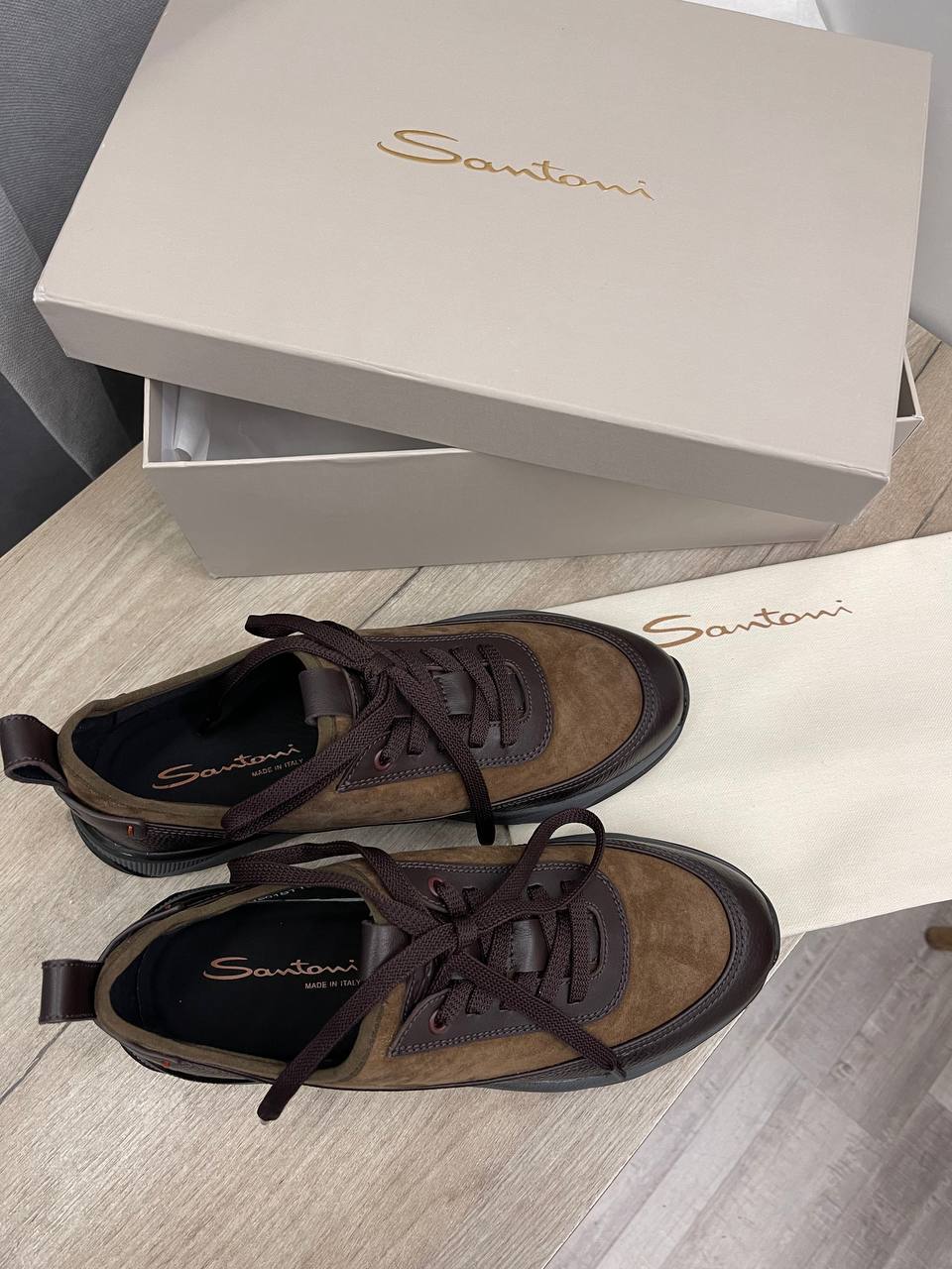 Коричневые кроссовки от Santoni BP-46988 Коричневые кроссовки от Santoni BP-46988