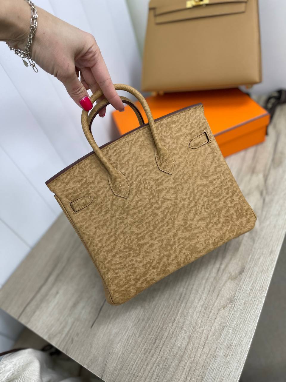 Трендовая женская сумка Birkin 25 см, PHW Epsom Hermes BP-31230 Трендовая женская сумка Birkin 25 см, PHW Epsom Hermes BP-31230