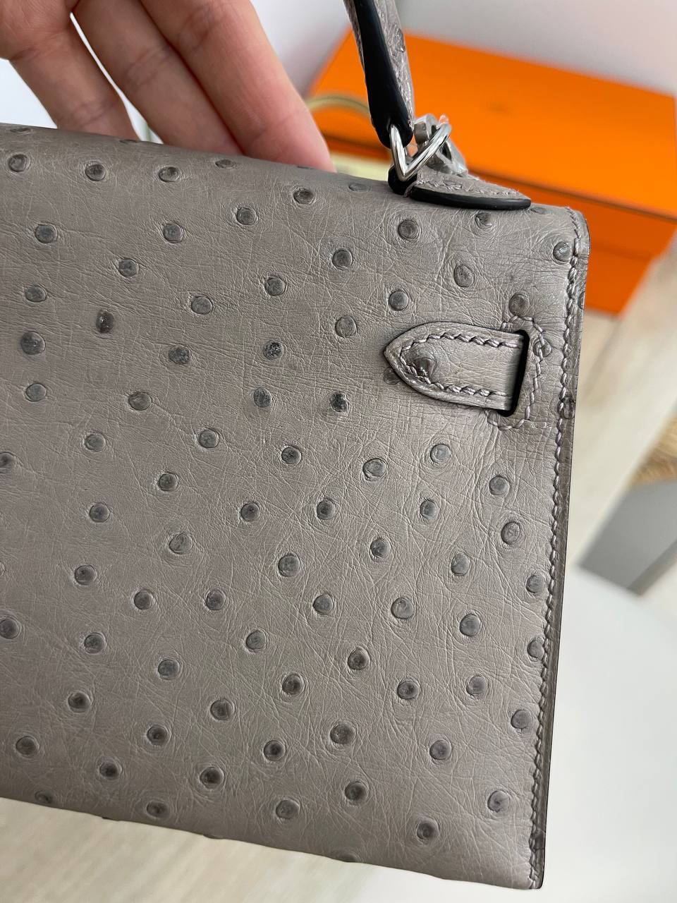 Элегантная мини сумка Kelly женская из Ostrich кожи, Hermes BP-25975 Элегантная мини сумка Kelly женская из Ostrich кожи, Hermes BP-25975