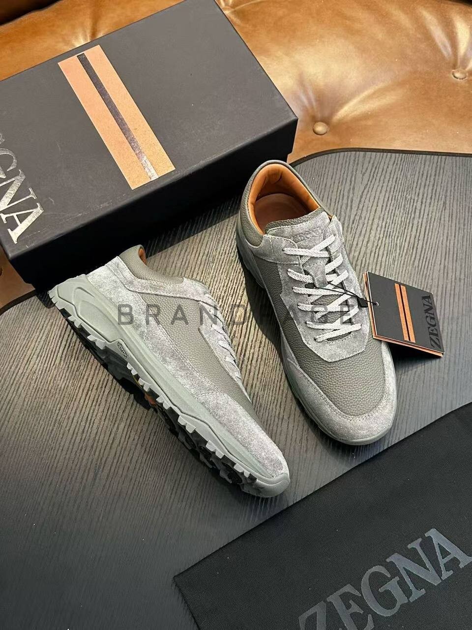 Кроссовки из кожи и замши Zegna BPLUX5428 Кроссовки из кожи и замши Zegna BPLUX5428