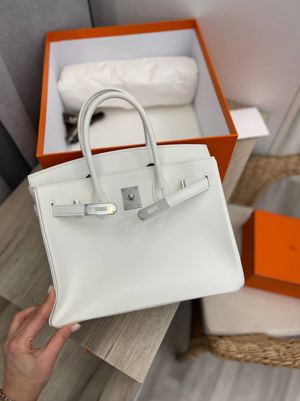 Коллекционная женская сумка Birkin 30 см, swift PHW Hermes BP-46412 Коллекционная женская сумка Birkin 30 см, swift PHW Hermes BP-46412