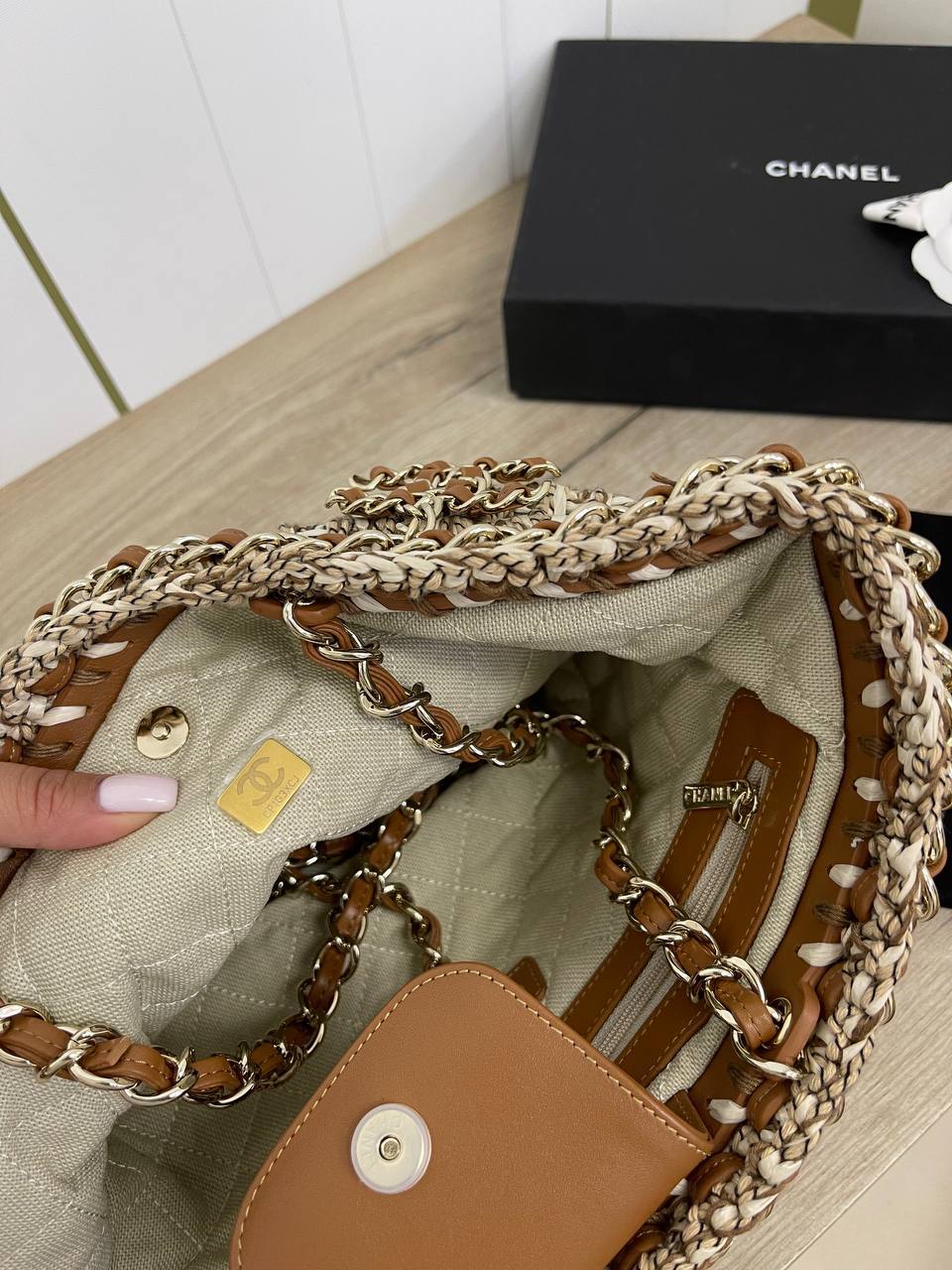 Сумка женская зелено-серая коллекционная Chanel BP-34910 Сумка женская зелено-серая коллекционная Chanel BP-34910