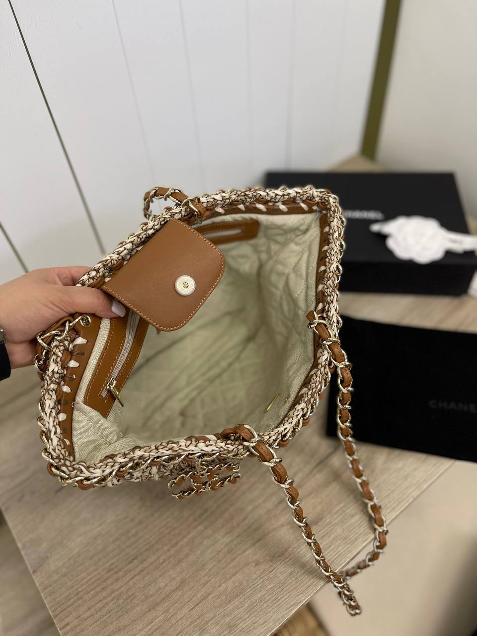 Сумка женская зелено-серая коллекционная Chanel BP-34910 Сумка женская зелено-серая коллекционная Chanel BP-34910