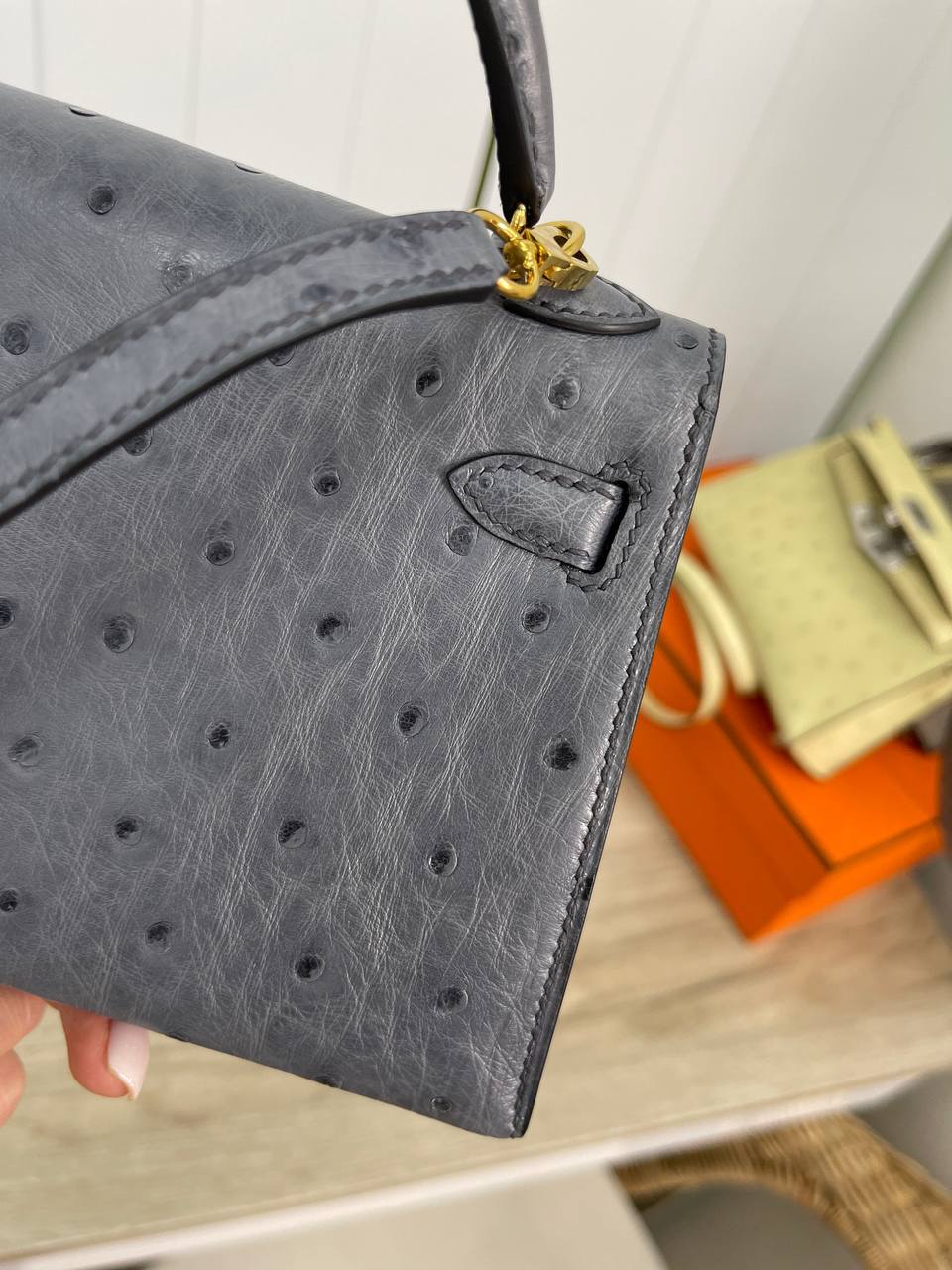 Трендовая сумка Kelly мини женская из кожи Ostrich, Hermes BP-25976 Трендовая сумка Kelly мини женская из кожи Ostrich, Hermes BP-25976