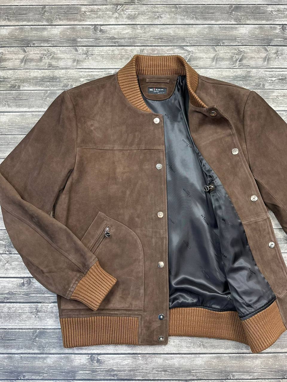 Натуральный замшевый бомбер Kiton BP-33291 Натуральный замшевый бомбер Kiton BP-33291