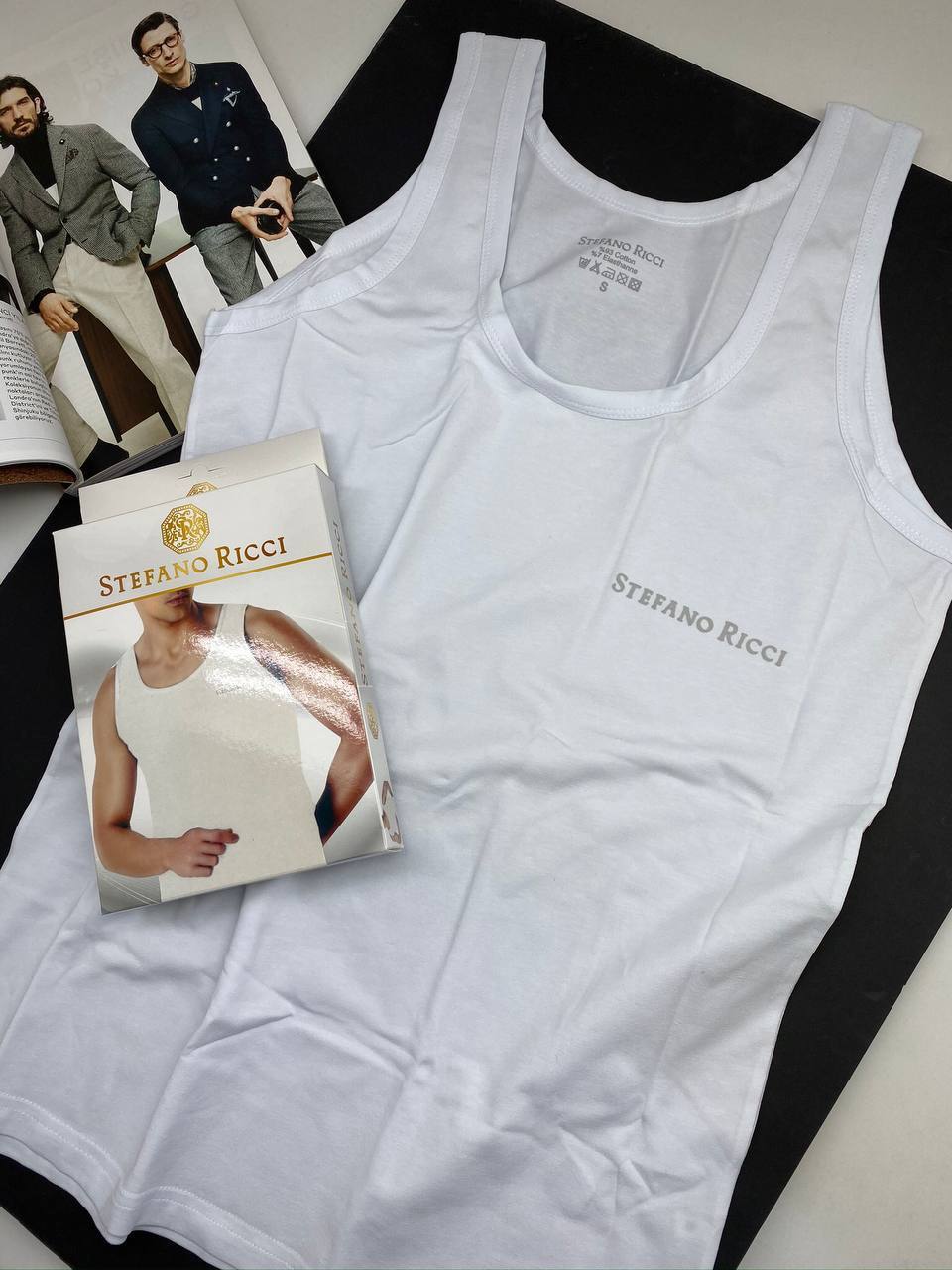 Белая майка Stefano Ricci BP-15821 Белая майка Stefano Ricci BP-15821