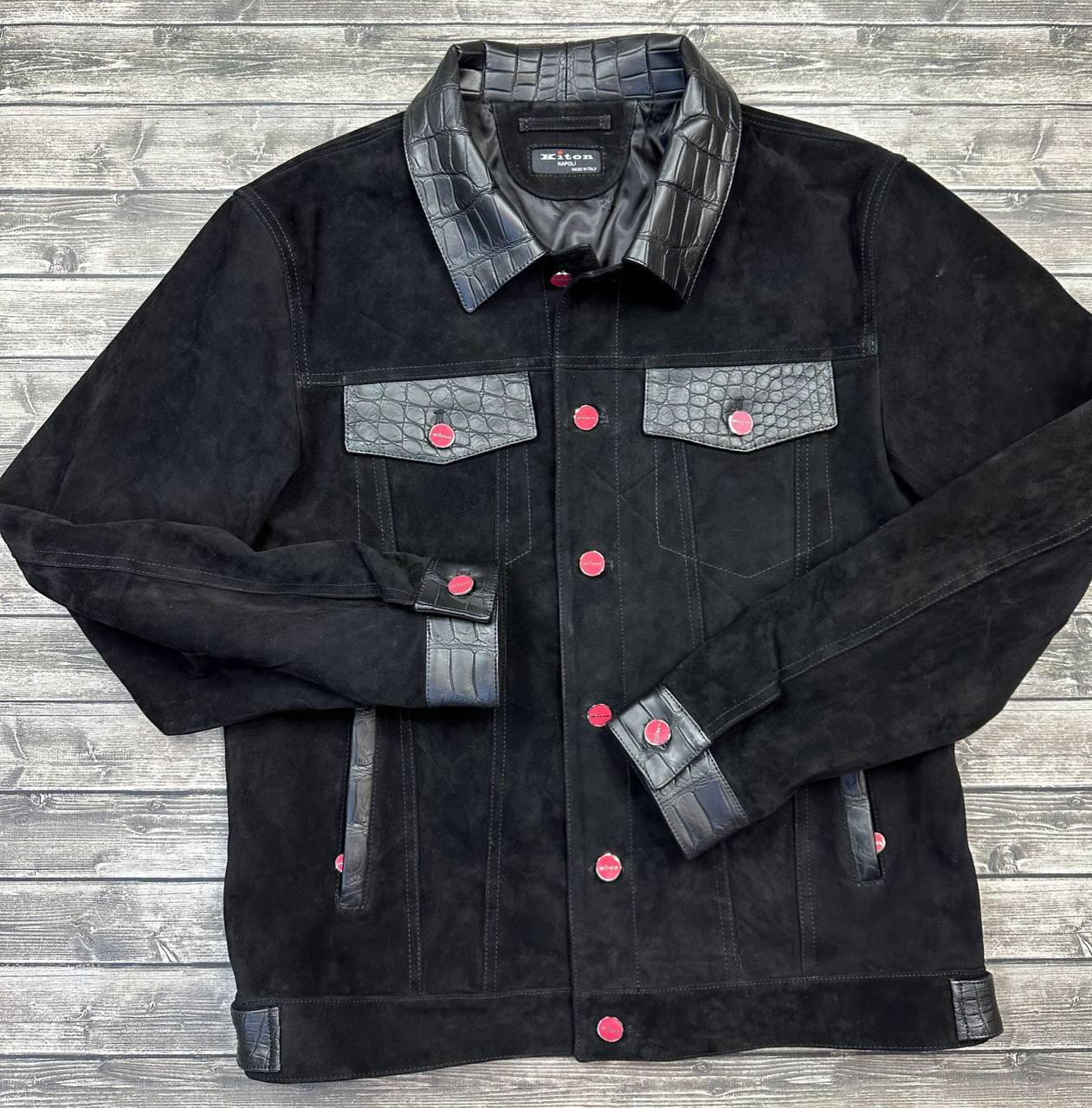 Kiton замшевая куртка со вставками крокодиловой кожи BP-31593 Kiton замшевая куртка со вставками крокодиловой кожи BP-31593