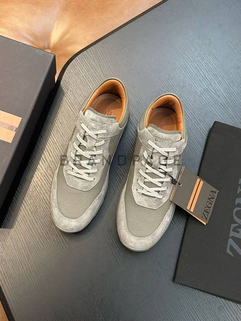 Кроссовки из кожи и замши Zegna BPLUX5428 Кроссовки из кожи и замши Zegna BPLUX5428