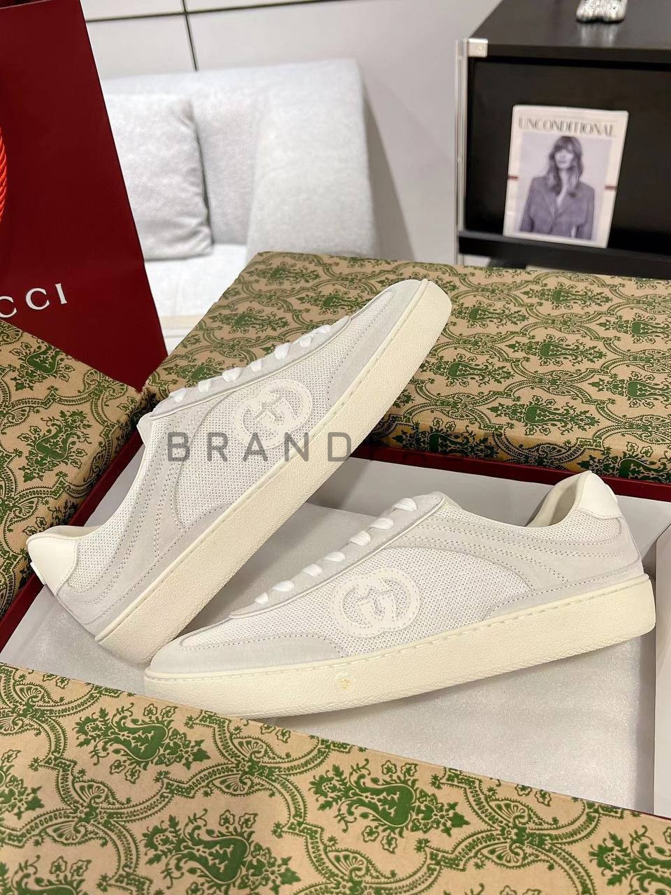 Женские кожаные кроссовки Gucci BPLUX12447 Женские кожаные кроссовки Gucci BPLUX12447