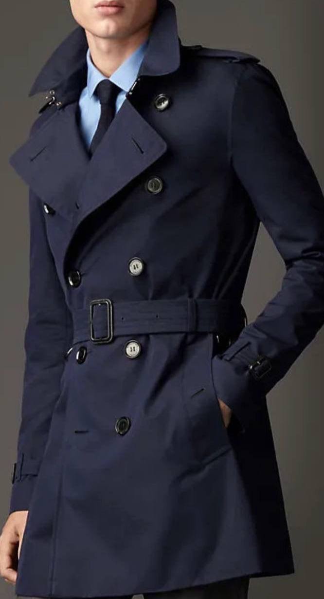 Темно-синий удлиненный тренч Burberry BP-53711 Темно-синий удлиненный тренч Burberry BP-53711