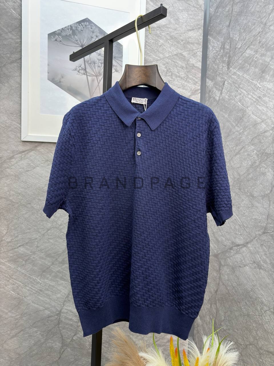 Поло из льна и хлопка Brunello Cucinelli BPLUX13005 Поло из льна и хлопка Brunello Cucinelli BPLUX13005