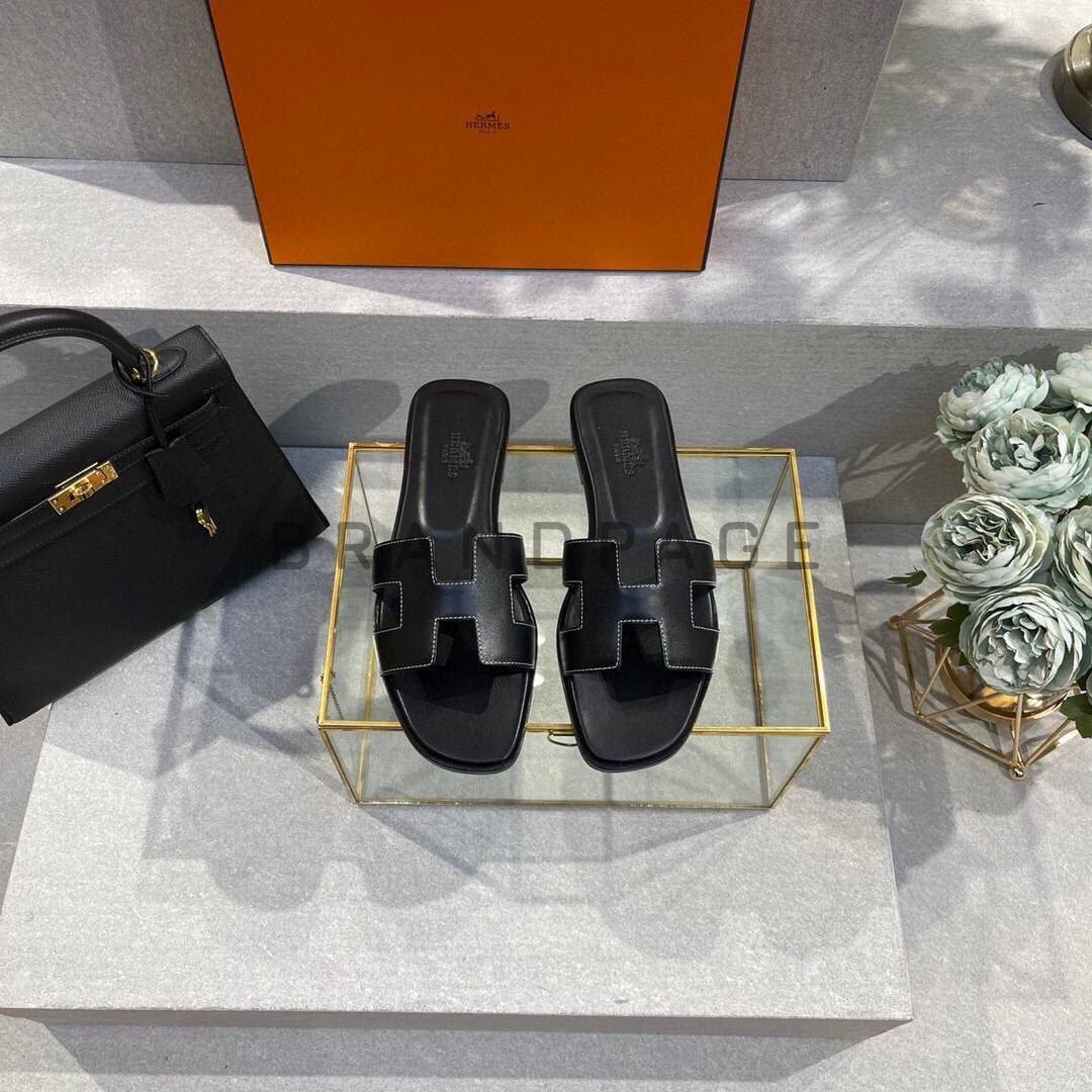Шлёпанцы кожаные Hermes Oran BPLUX12566 Шлёпанцы кожаные Hermes Oran BPLUX12566